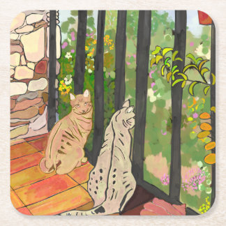 Posavasos Gatos Square Paper Coaster