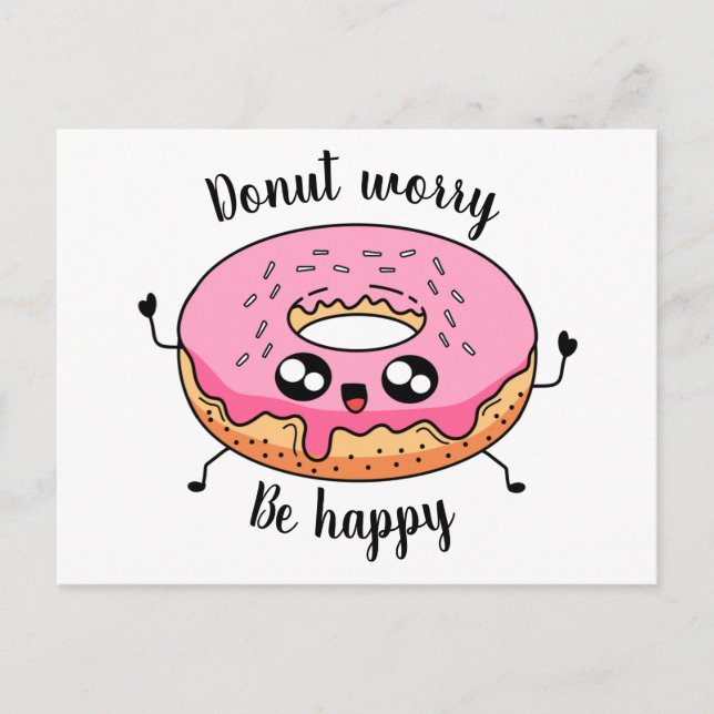 Poscard donut worry be happy by Artacalla Postcard (Front)