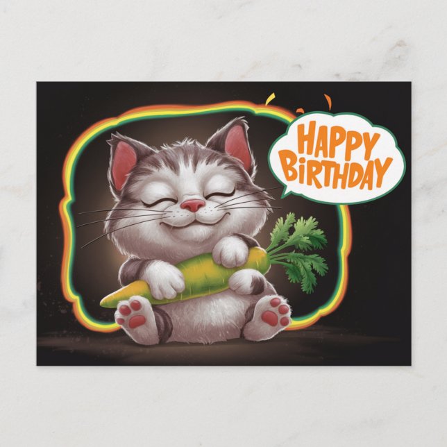 Poscards Happy Birthday Petit Chat 05 Postcard (Front)