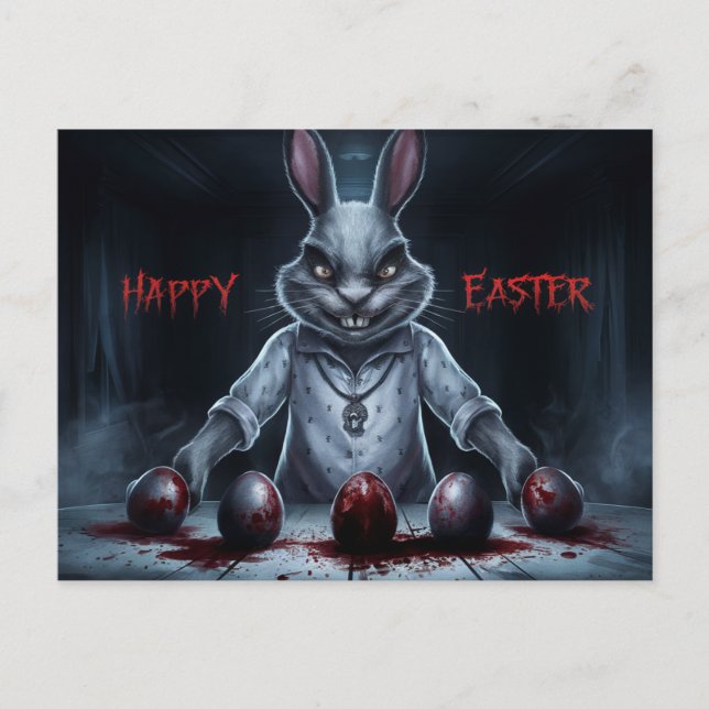 Poscards Happy Easter Rabbit Oeuf Horror 03 Postcard (Front)