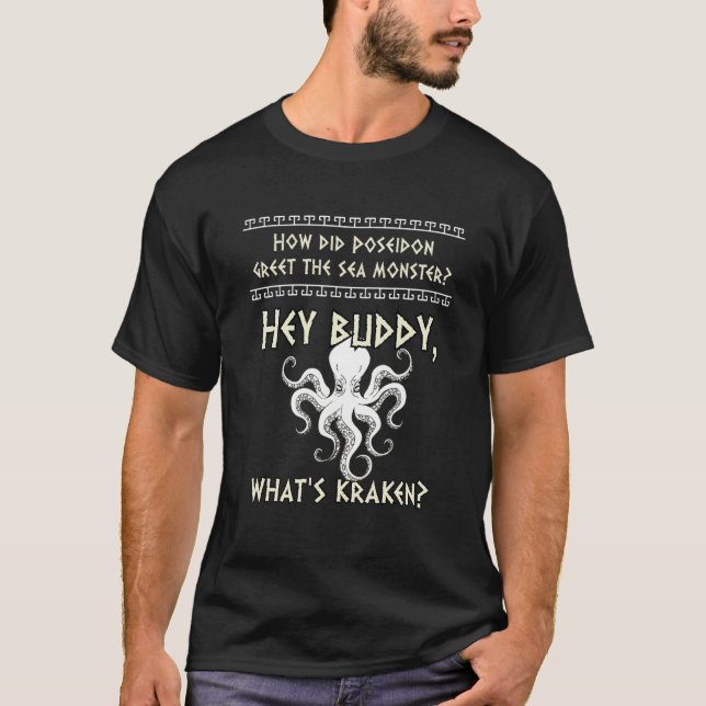 Poseidon and Ancient Greek Mythology Monster Histo T-Shirt (Front)