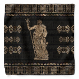 Poseidon and Greek Meander Ornament Bandana