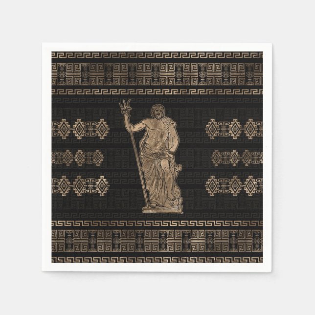 Poseidon and Greek Meander Ornament Napkins (Front)