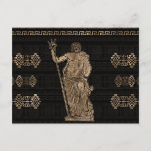 Poseidon and Greek Meander Ornament Postcard