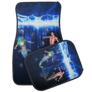 Poseidon And the Mermaid Car Floor Mat