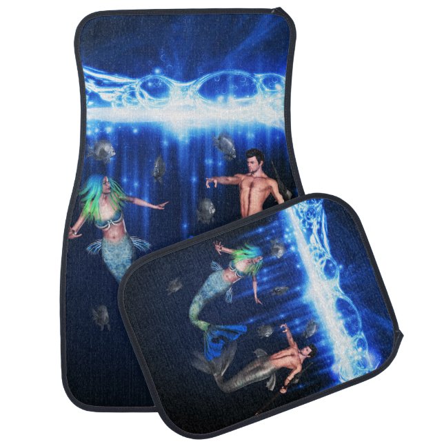Poseidon And the Mermaid Car Floor Mat (Set)