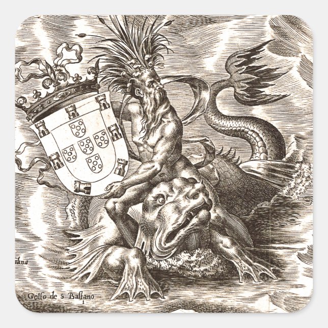 Poseidon at Sea Square Sticker (Front)