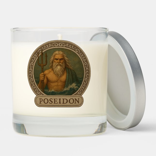 Poseidon Deity Candle – Lord of the Sea & Storms (Lid)