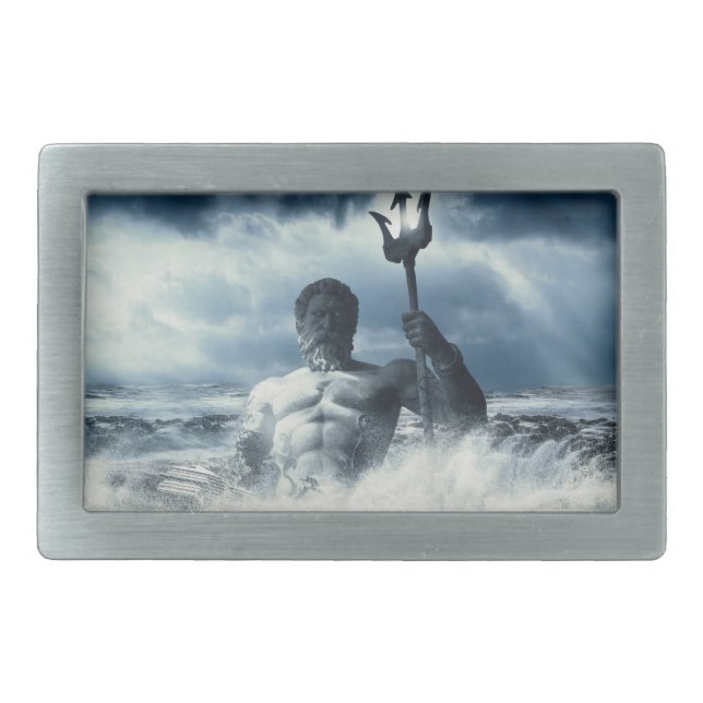 Poseidon God of the Sea Greek Mythology Belt Buckle (Front)