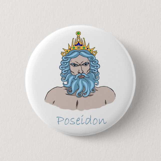 Poseidon - Greek God Badge Button (Front)
