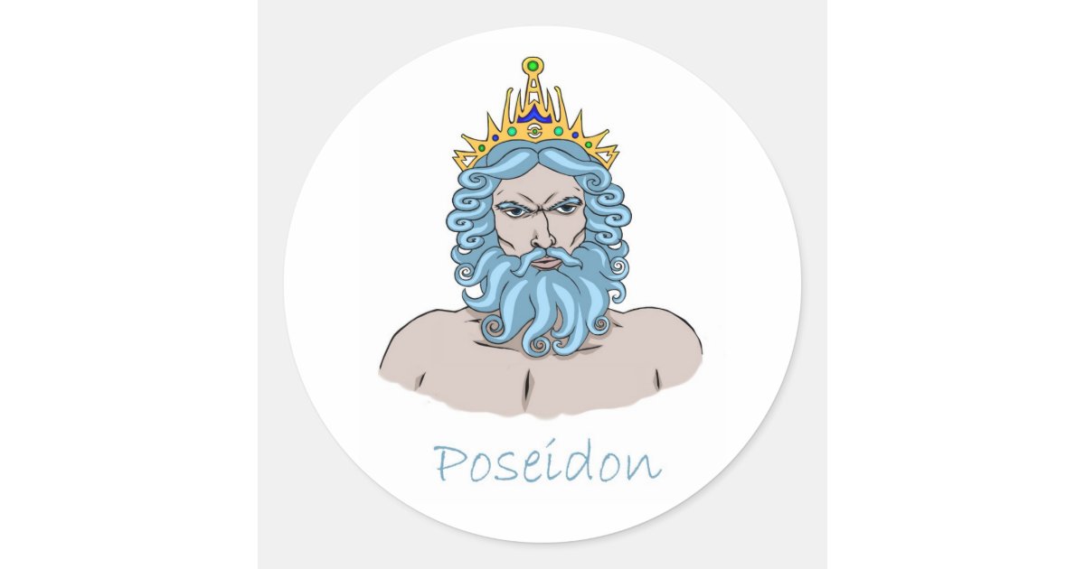 Poseidon Sticker Poseidon - Greek god of the sea Classic Round Sticker | Zazzle
