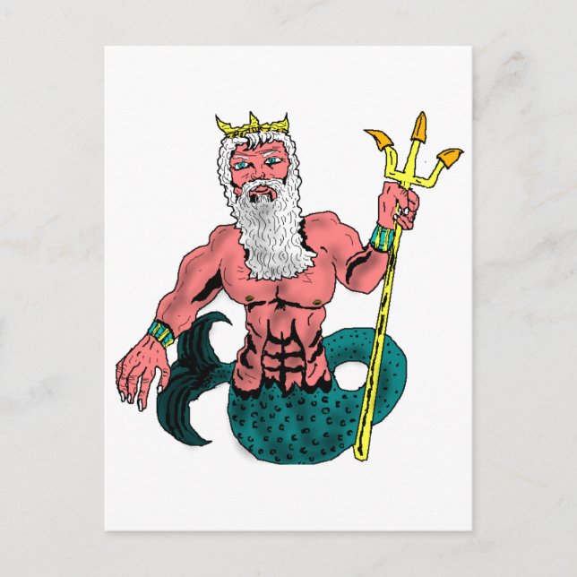 Poseidon, Greek God of the Sea Holding Trident Postcard (Front)