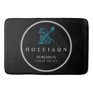 Poseidon Greek God of the Sea Trident Design Bath Mat