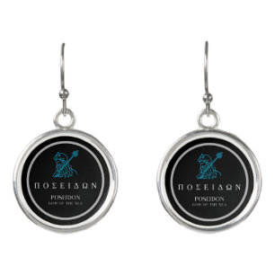 Poseidon Greek God of the Sea Trident Design Earrings