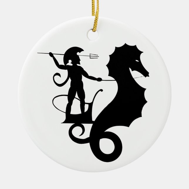 Poseidon, Greek relief design Ceramic Ornament (Front)