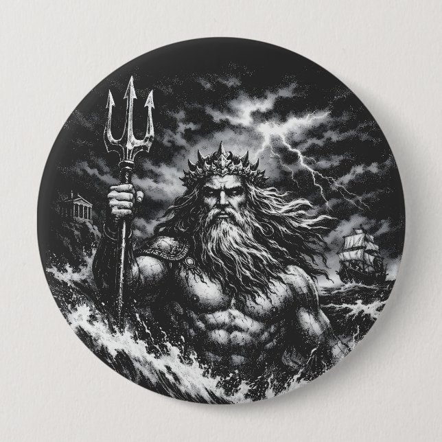 Poseidon — Lord of the Deep by BurnsInHell Button (Front)