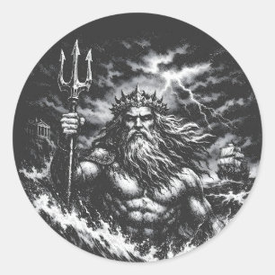 Poseidon — Lord of the Deep by BurnsInHell Classic Round Sticker