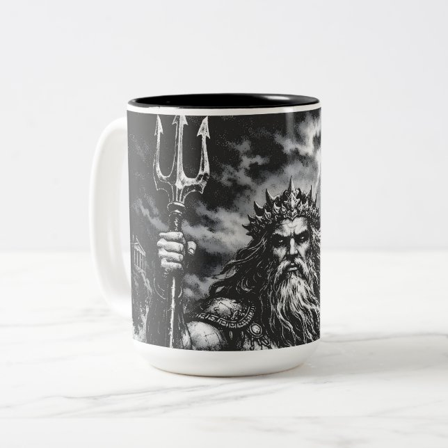 Poseidon — Lord of the Deep by BurnsInHell Two-Tone Coffee Mug (Front Left)