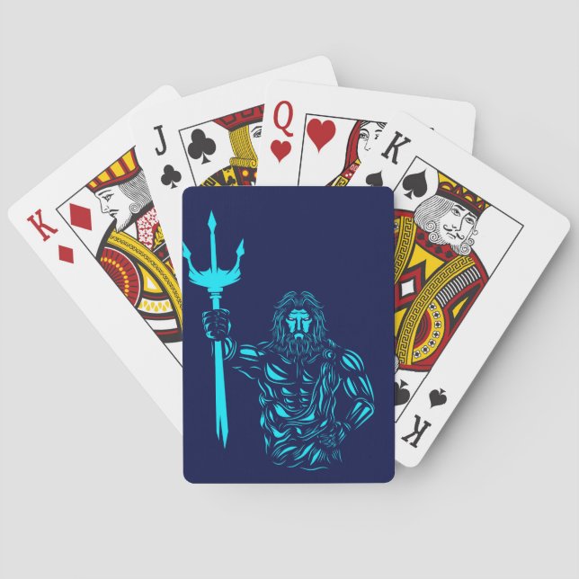 Poseidon mythology pop art poker cards (Back)