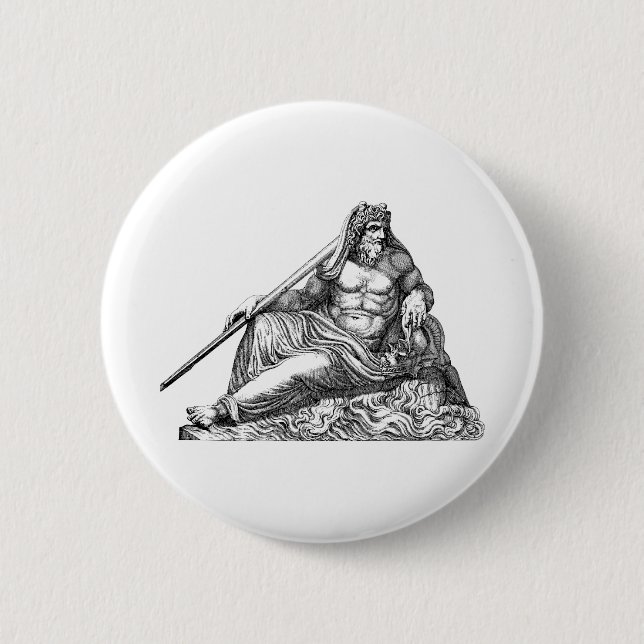 Poseidon Neptune greek, percy jackson, athena Button (Front)