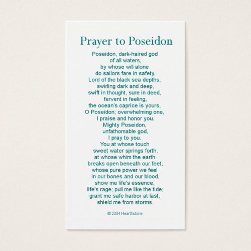 Poseidon Prayer Card