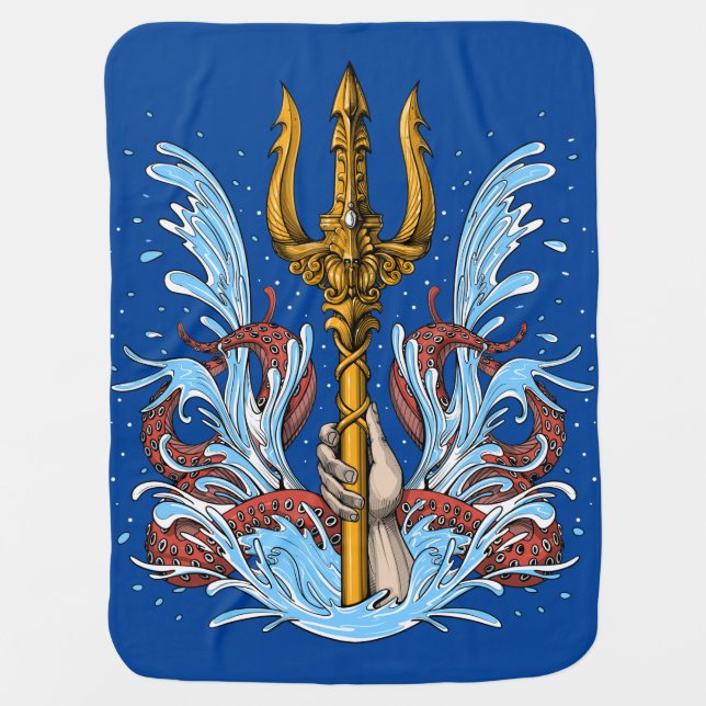Poseidon Trident Baby Blanket (Front)