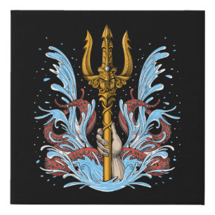 Poseidon Trident Faux Canvas Print
