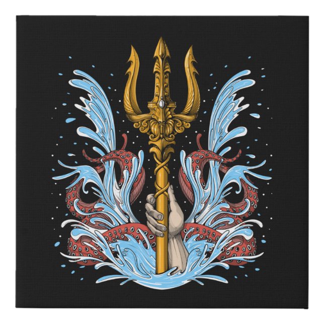 Poseidon Trident Faux Canvas Print (Front)