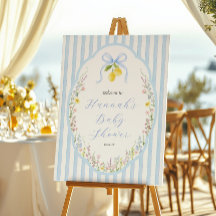 Posey Wildflower Blue Bow Baby Shower Welcome