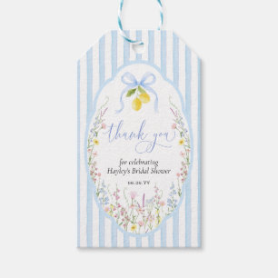Posey Wildflower Blue Bow Bridal Shower Gift Tags