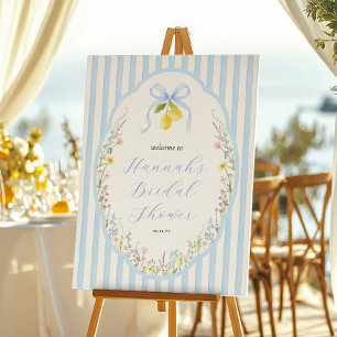 Posey Wildflower Blue Bow Bridal Shower Welcome Poster