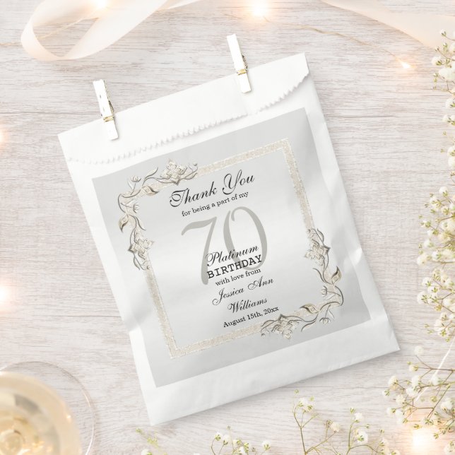 Posh 70th Platinum Birthday Favor Bag (Clipped)