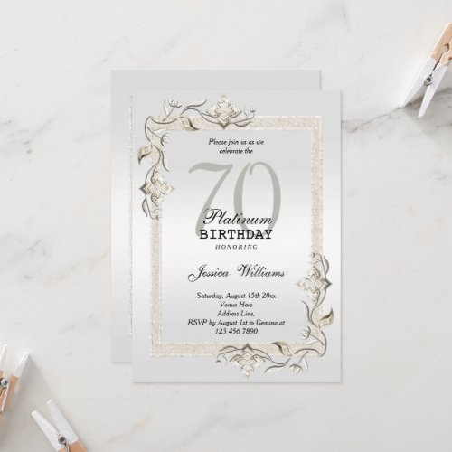 Posh 70th Platinum Birthday Invitation