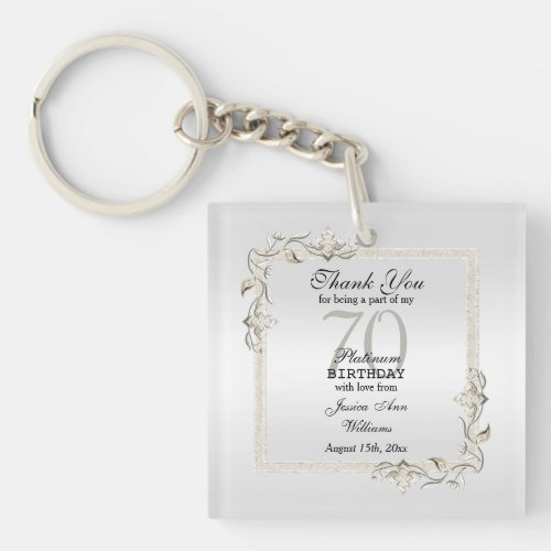 Posh 70th Platinum Birthday   Keychain