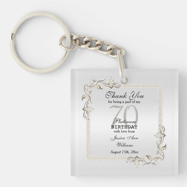 Posh 70th Platinum Birthday   Keychain (Front)