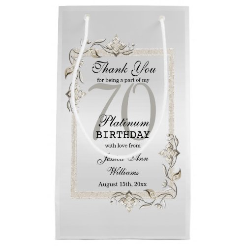 Posh 70th Platinum Birthday Small Gift Bag