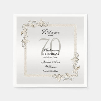 Posh 70th Platinum Birthday Square Napkins