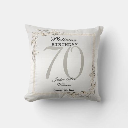 Posh 70th Platinum Birthday Throw Pillow