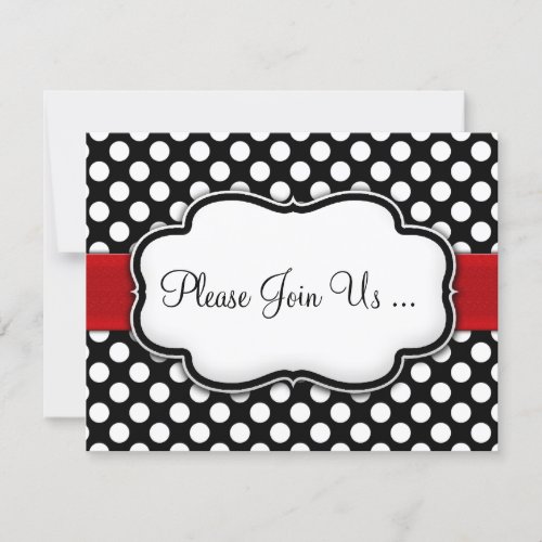 Posh Black and White Polka Dot Invitations