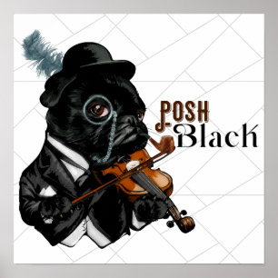 Posh Black Frenchie Bulldog Poster