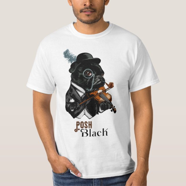 Posh Black Frenchie Bulldog   T-Shirt (Front)