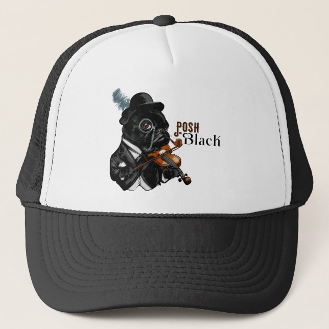 Posh Black Frenchie Bulldog    Trucker Hat (Front)