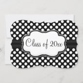 Posh Black White Polka Dot Graduation/Party Invitation (Front)