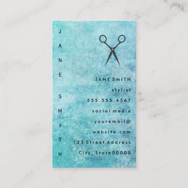 Posh Blue Gray Texture Stylist Business Card (Front)