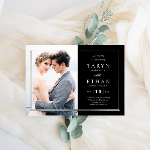 Posh Border Photo Wedding Invitation PBD