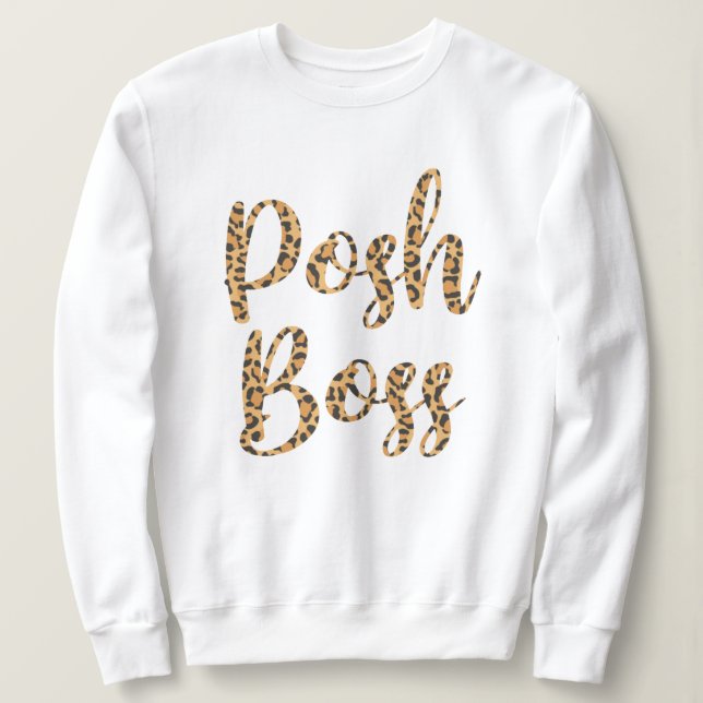 Posh Boss Leopard Printed Pullover Sweatshirt (Design Front)