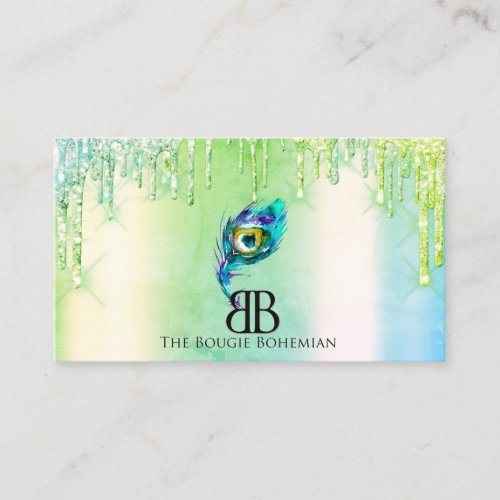 Posh Bougie Glittery Bohemian Green Blues Business Card