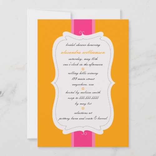 Posh Bridal Shower Invitation {Orange &amp; Pink}