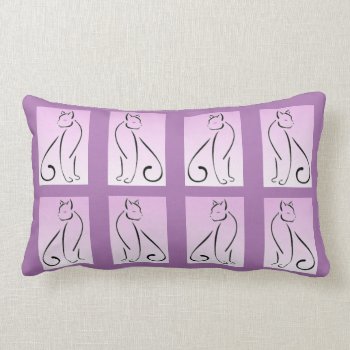Posh Cat Throw Pillow - Purple Background by Cats_Eyes at Zazzle