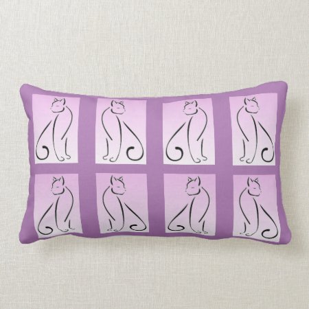 Posh Cat Throw Pillow - Purple Background